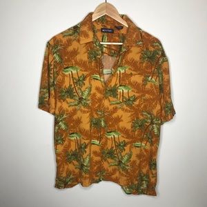Puritan Men’s Short Sleeve Orange Hawaiian Shirt